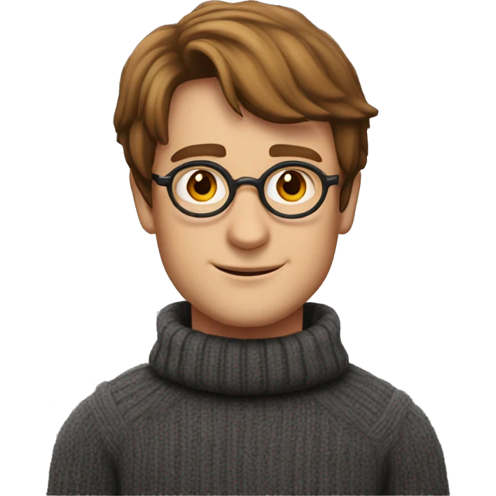 Harry Potter wearing a turtleneck sweater and birthday hat emoji