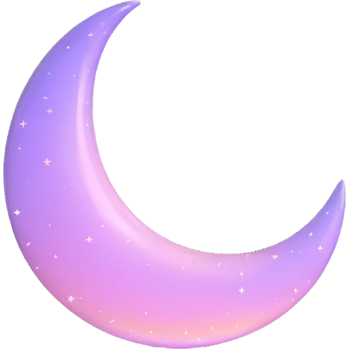 Sparkly glossy Pastel lilac-gradient crescent emoji