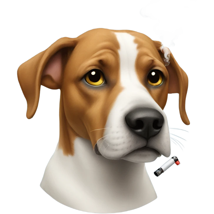 A dog smoking a vape emoji