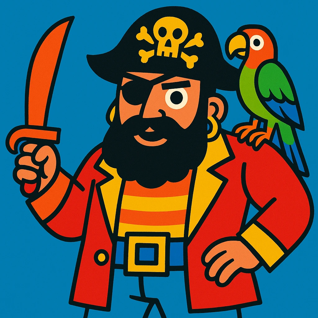 pirate with eye patch and parrot emoji