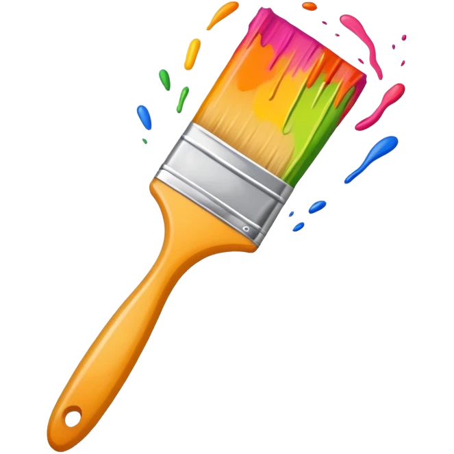A flat-style illustration of a paintbrush with a colorful stroke trailing behind it. emoji