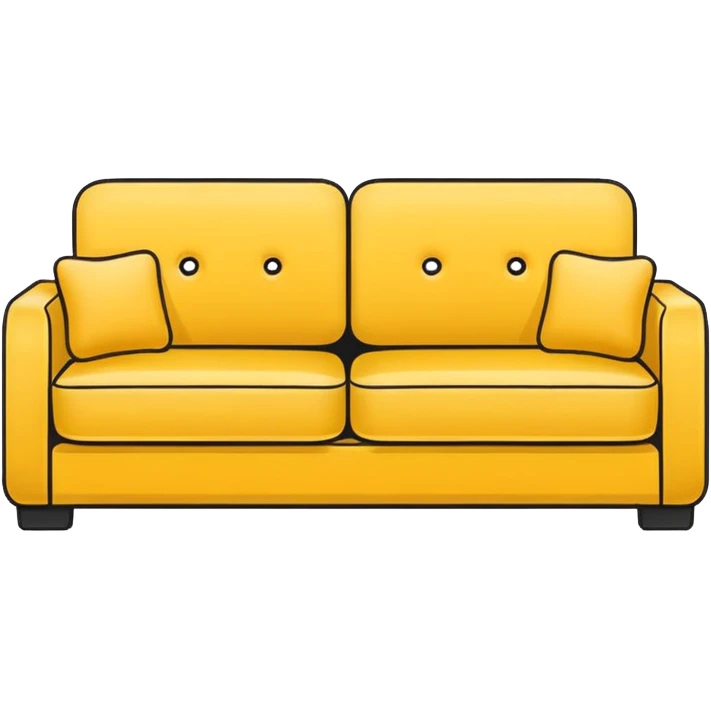 Minimalistic flat vector icon, iOS style, thin black contour on white background. Yellow sofa divided into two halves: one side old, shabby and worn out, the other side new and modern. Clean, no text, no shadows emoji