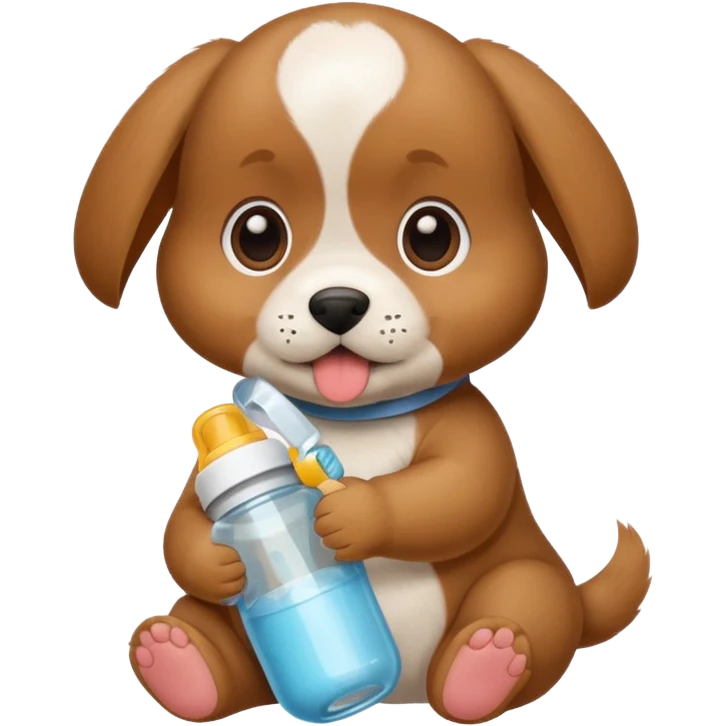 Puppy drinking a bottle emoji