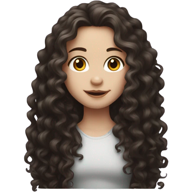 Pale girl with dark brown long curly hair  emoji