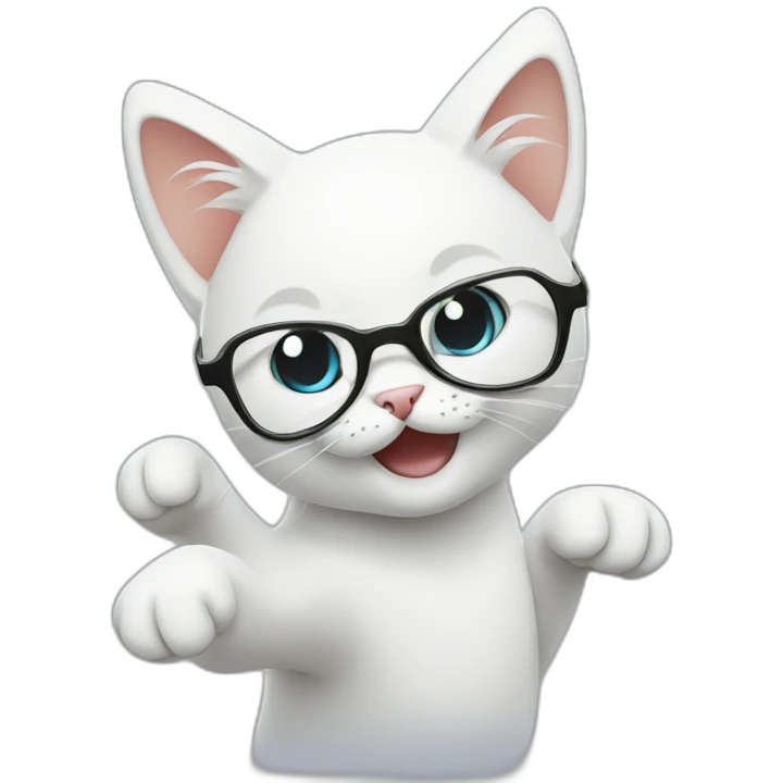 white-cat-with-glasses-dancing emoji