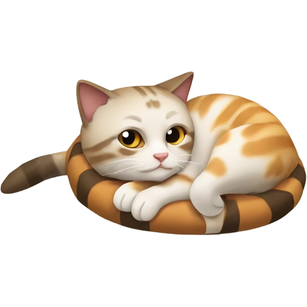 Gato atigrado durmiendo en una manta emoji