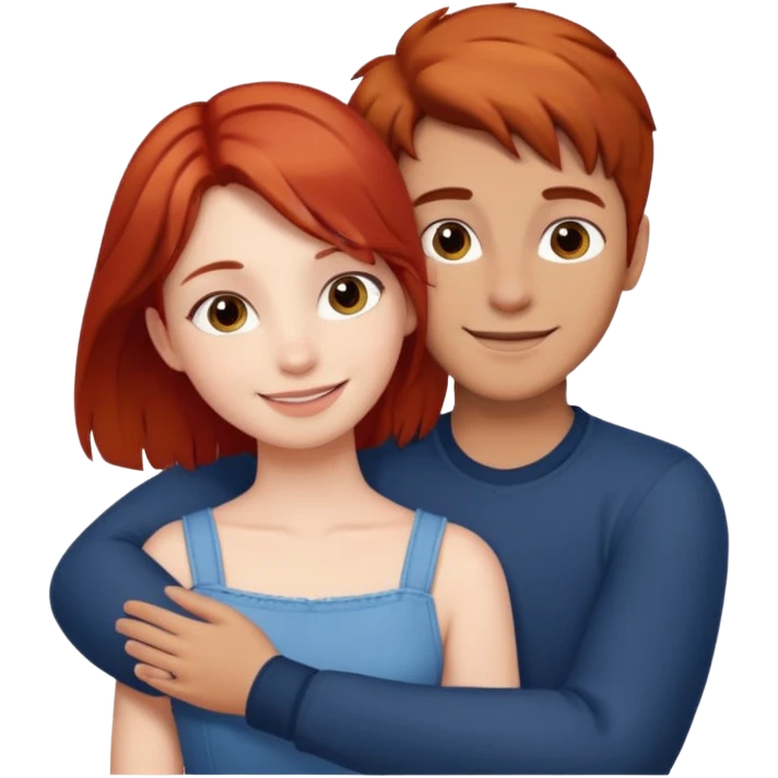 Red haired girl with brown hair boy romance emoji
