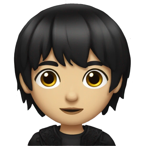 Byzantine Mexican Goth boy with black hair and bangs  emoji