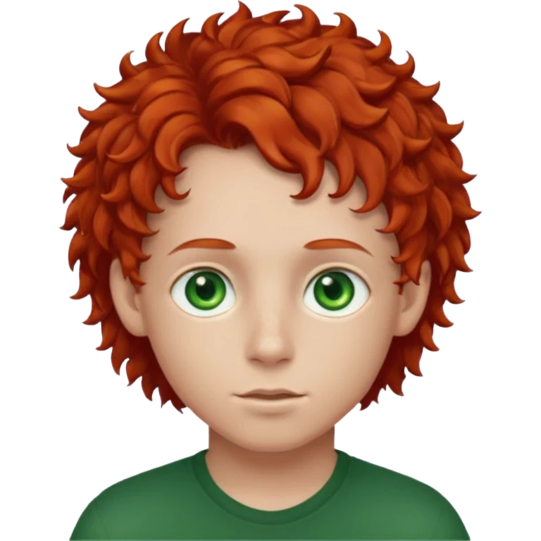 chico de pelo rojo rizado con ojos verdes emoji