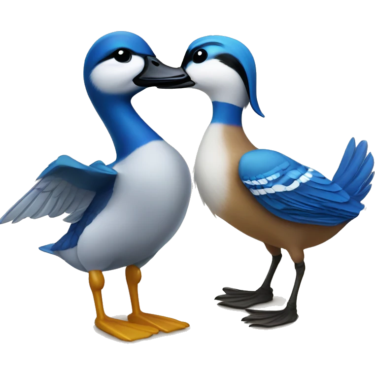 A duck and blue jay in love emoji