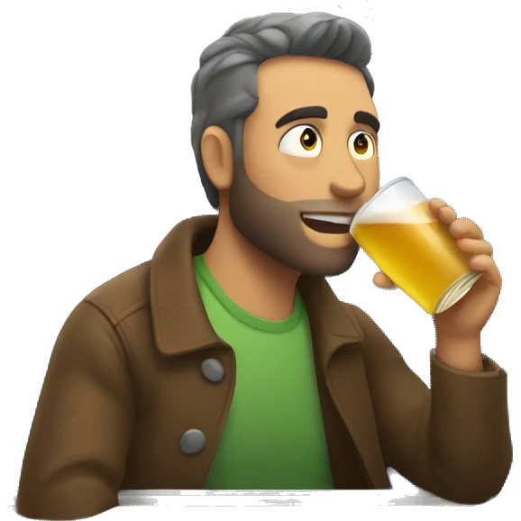 Guy drinking a cider on a train emoji