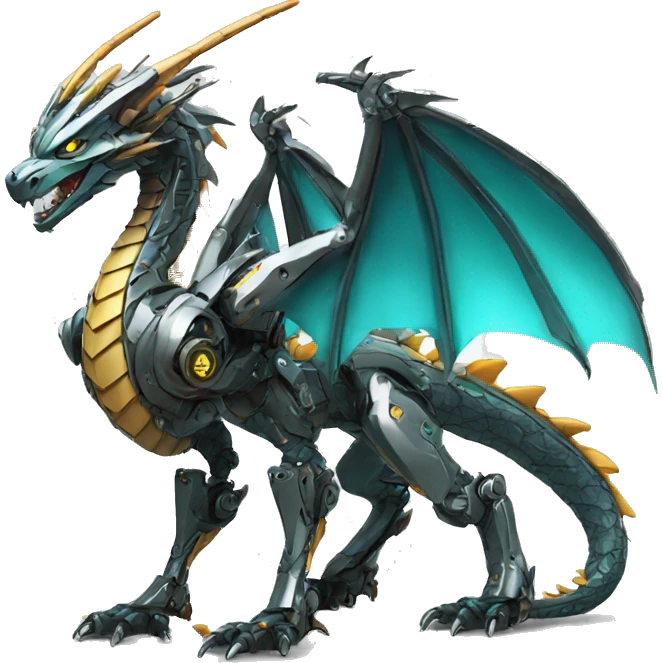 Mechanical futuristic Dragon full body emoji