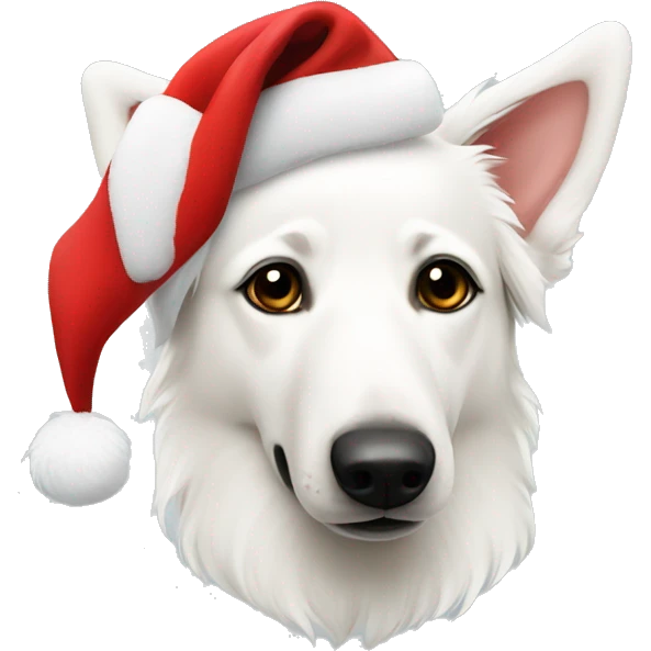 White swiss shepherd Santa hat emoji