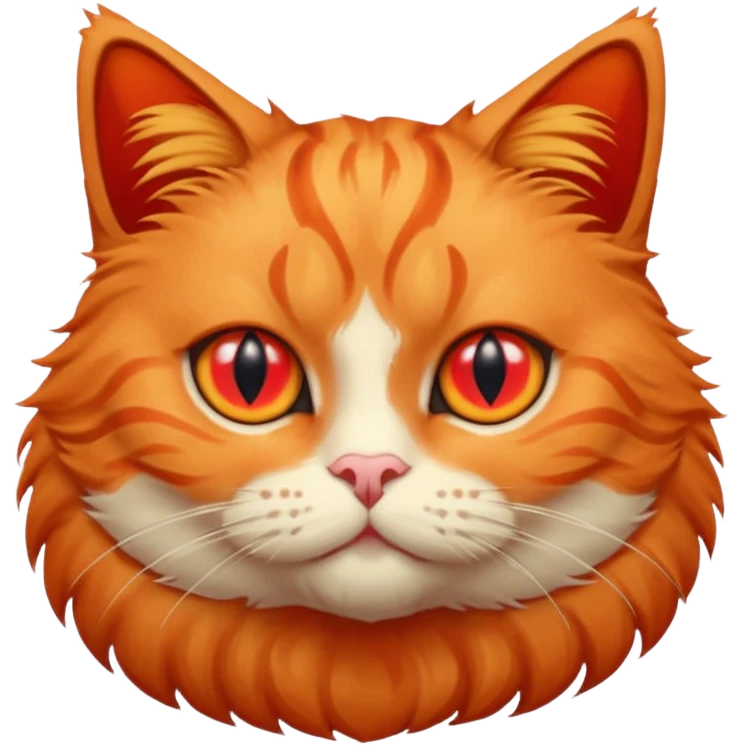orange puffy cat with red eyes emoji