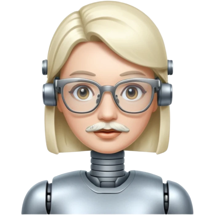 robotic woman with glasses mustache  emoji