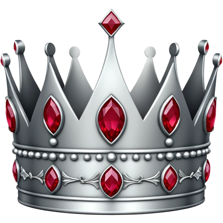 Men's silver crown with red rubies, regal and masculine design emoji