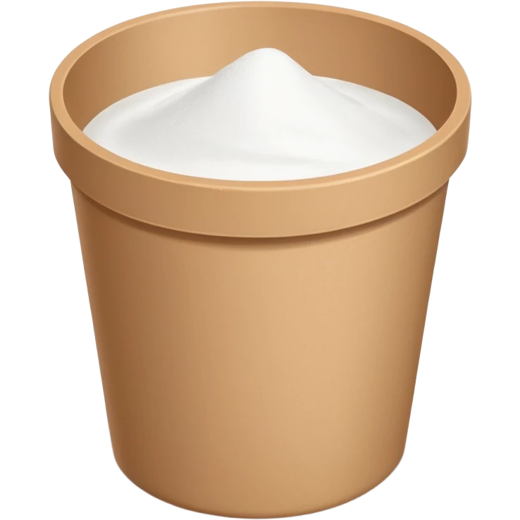 simple upright cardboard tub with plain cap, slightly opened to reveal white powder inside, no label, scoop, or extras, soft lighting, subtle shadows, transparent background, emoji scale emoji