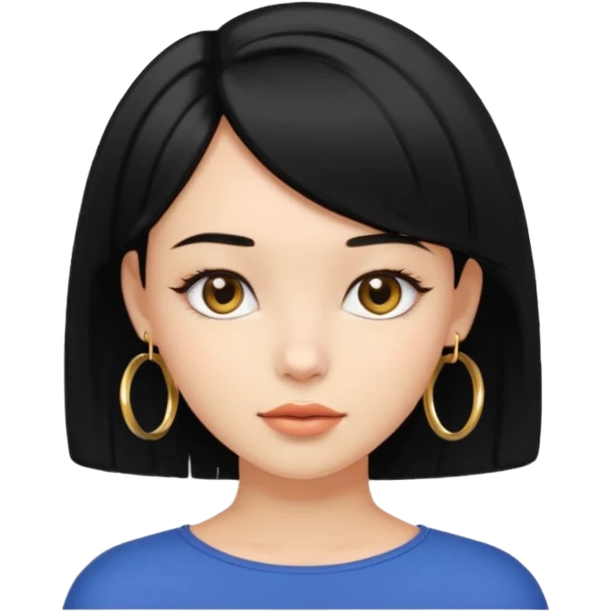 girl with bob black hairstyle and big earrings emoji