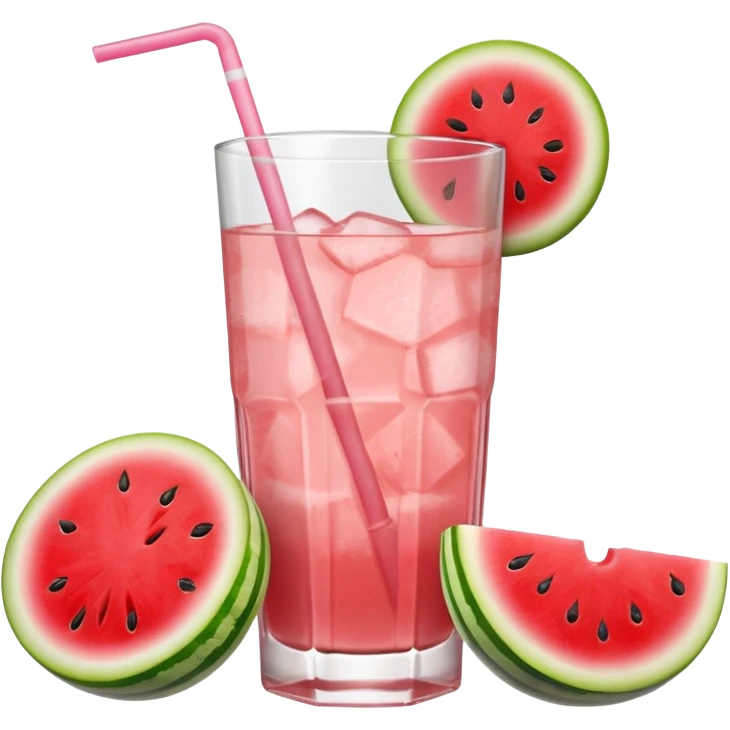 very light pink lemonade in glass with chunk of watermelon on rim no straw emoji