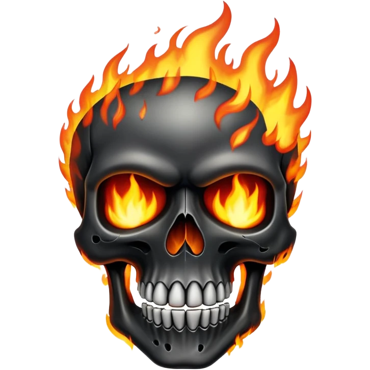 Flaming black skull emoji