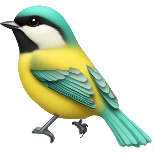 Yellow turquoise chickadee bird emoji
