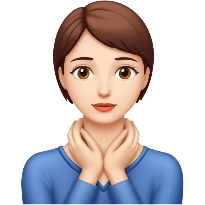 Woman putting her hands on her neck emoji