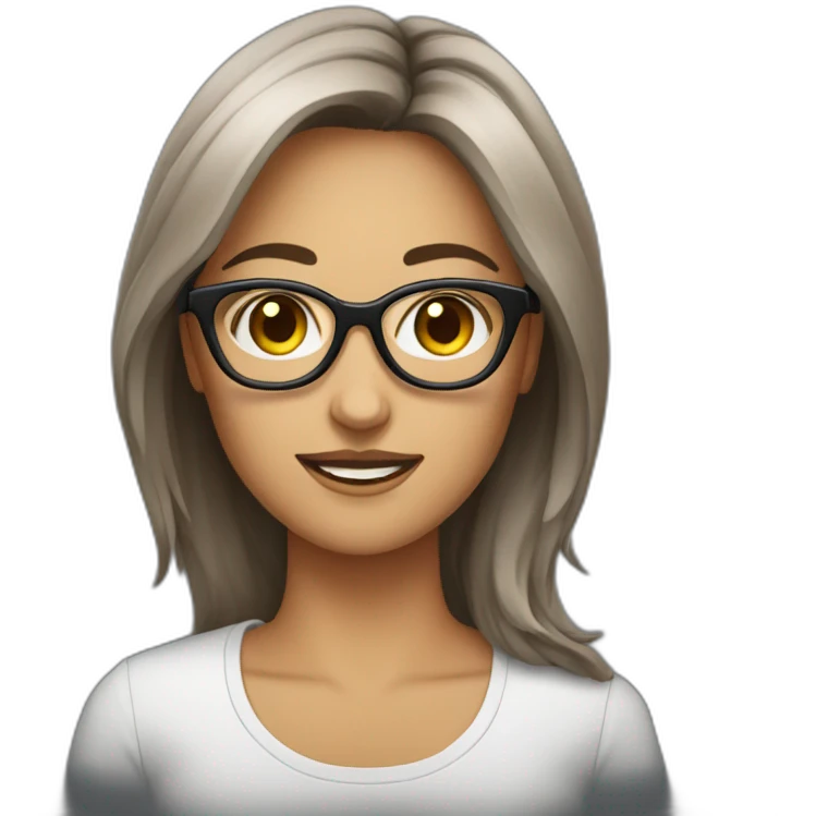 Femme brune avec lunette emoji
