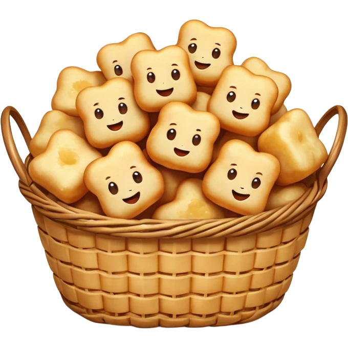 A basket full of fried cheese curds with different emoji faces emoji