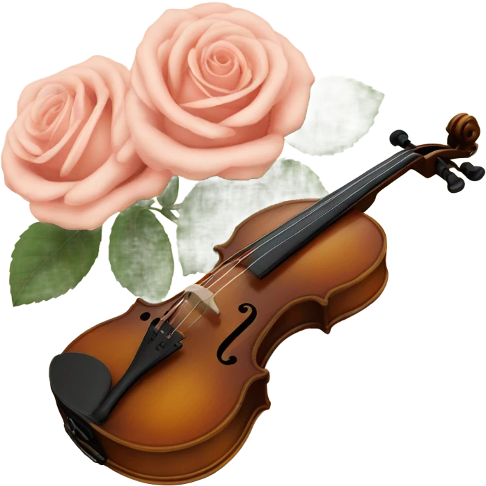 vintage violin and beige roses emoji
