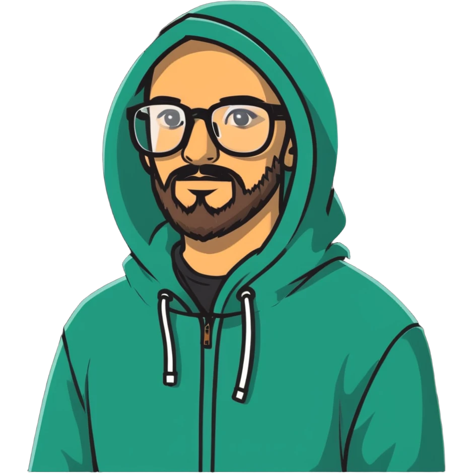 Hombre con gafas y capucha y barba emoji