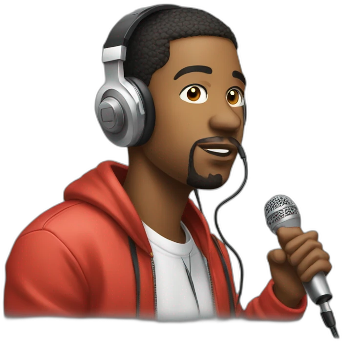 rapper with a mic and a headphone emoji