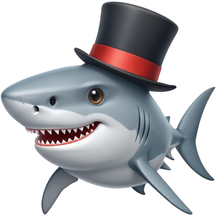 Shark with a top hat emoji