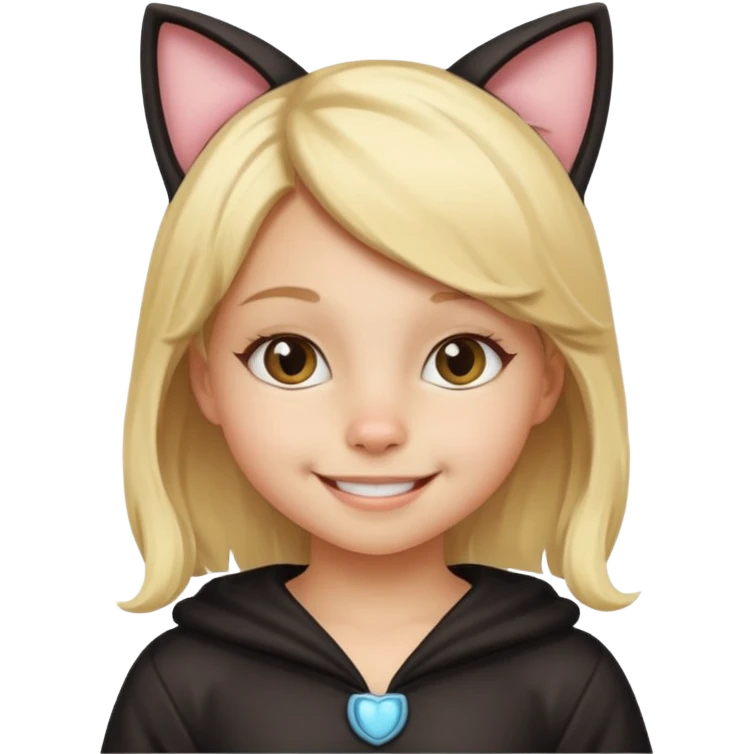 blonde girl kid in cat costume emoji