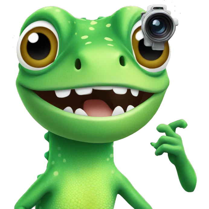Gecko taking selfie emoji