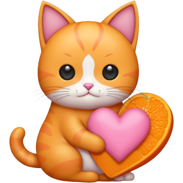 Gato naranja corazón rosa cuerpo entero kawaii emoji