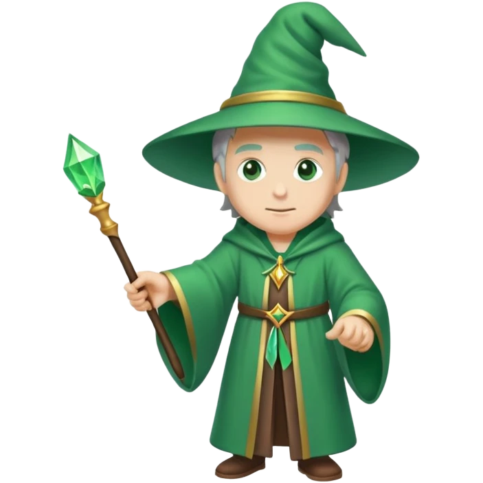 Wizard of Emerald City with green robe and magic wand emoji