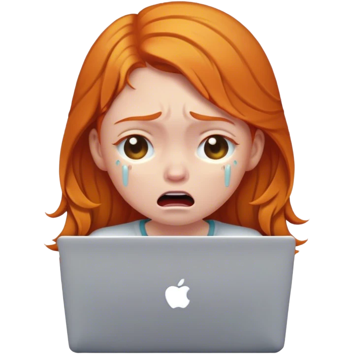 Ginger girl crying with laptop emoji
