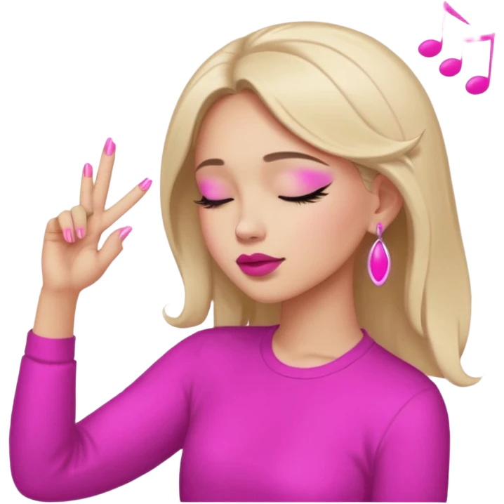Yellow circle emoji sighing and drumming fingers up the side of their head the eye is closed it is a side profile pink lipstick and pink nails emoji