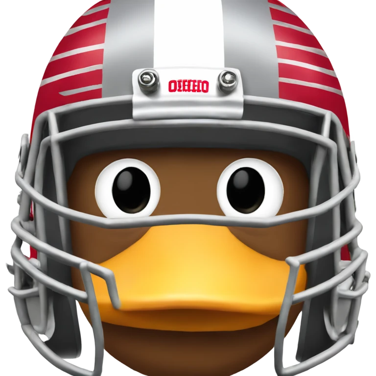 duck wearing an ohio state university football helmet emoji