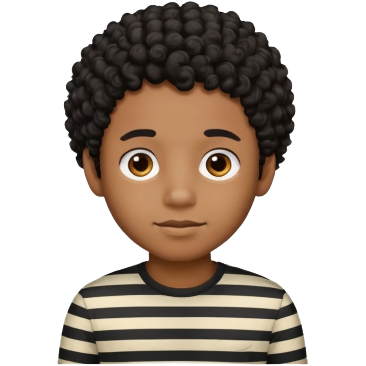 CURLY HAIR BLACK BOY KID IN STRIPES emoji