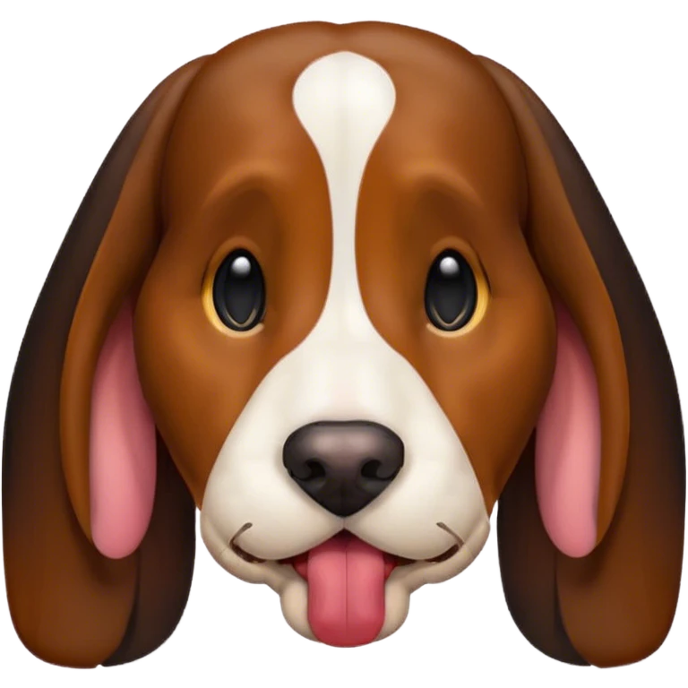 Face of black and brown basset hound with its tongue out emoji