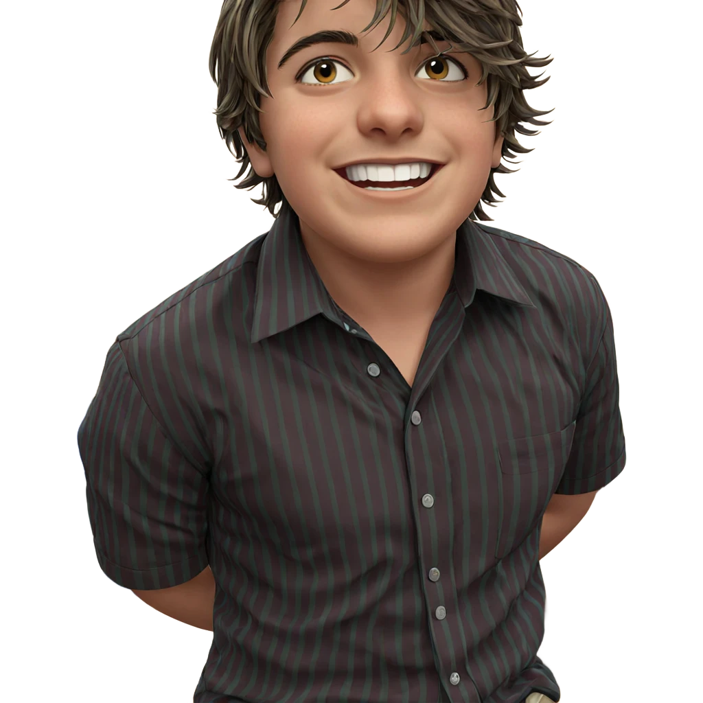 smiling boy in striped shirt emoji