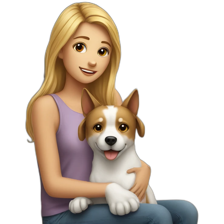 Chien et chat avec une fille emoji