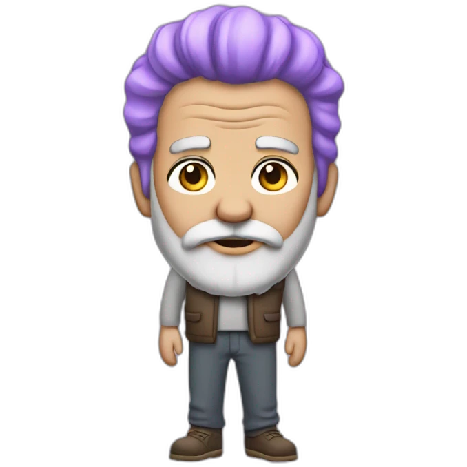 ultra ego grandpa with purple hair and beard and eyebrows full body emoji