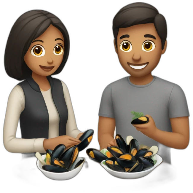 Couple eat mussels  emoji