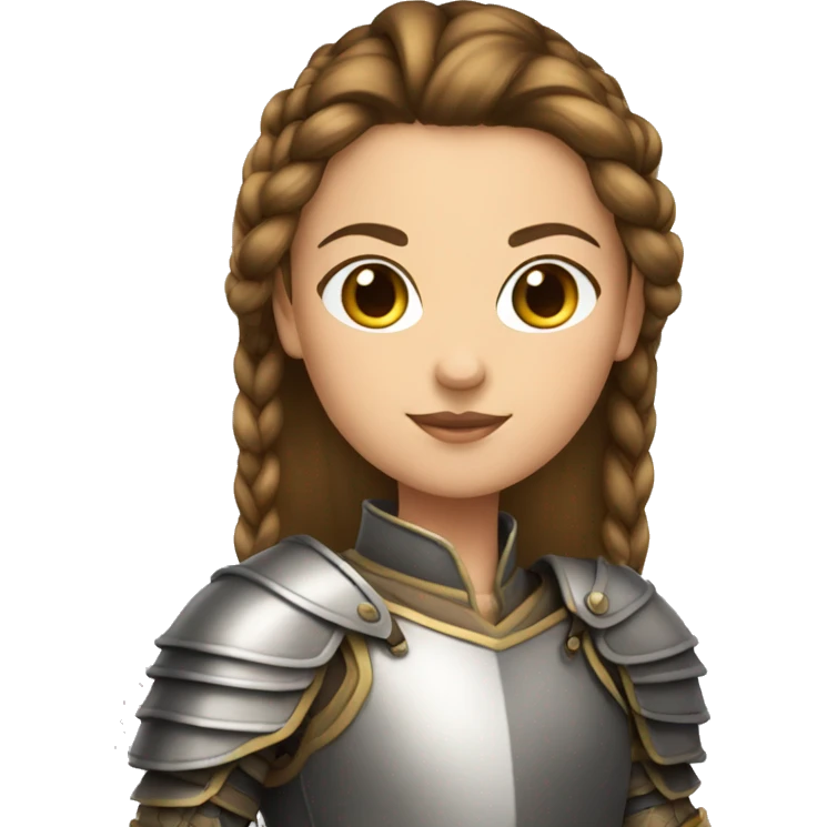 Girl knight with French braids, brown hair and sunglasses emoji