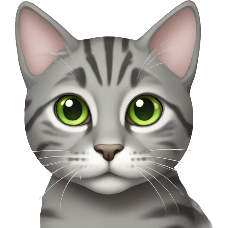 Gray tabby cat with green eyes coquette emoji