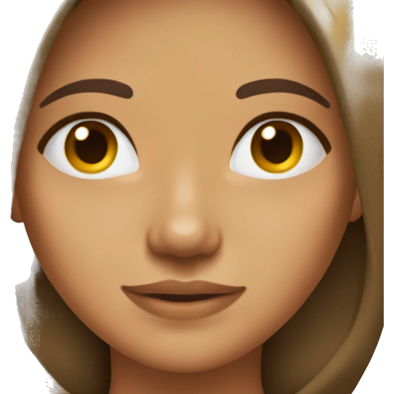 Girl Straight hair brown, tan skin, center parting of hair, hair on the shoulders, center parting of hair emoji