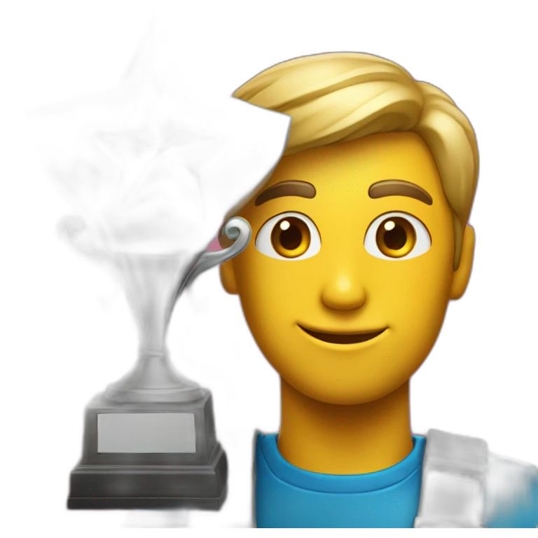 persona con trofeo y una estrella brillante detras emoji