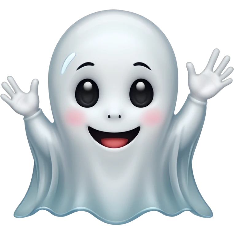 little cute ghost saying hello emoji